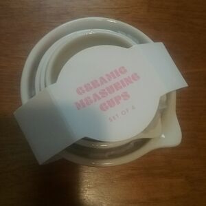 Ceramic Measuring Cups with Flower Pattern - Set of 4